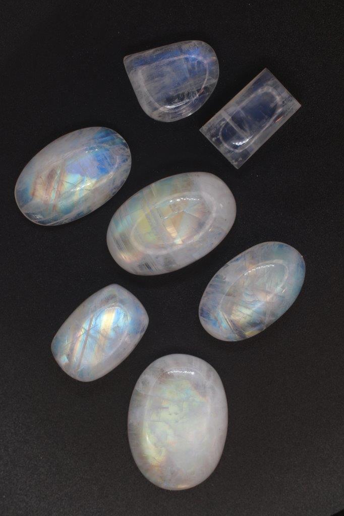 Rainbow Moonstone Lot of Domed Rainbow Moonstone 7 in lot