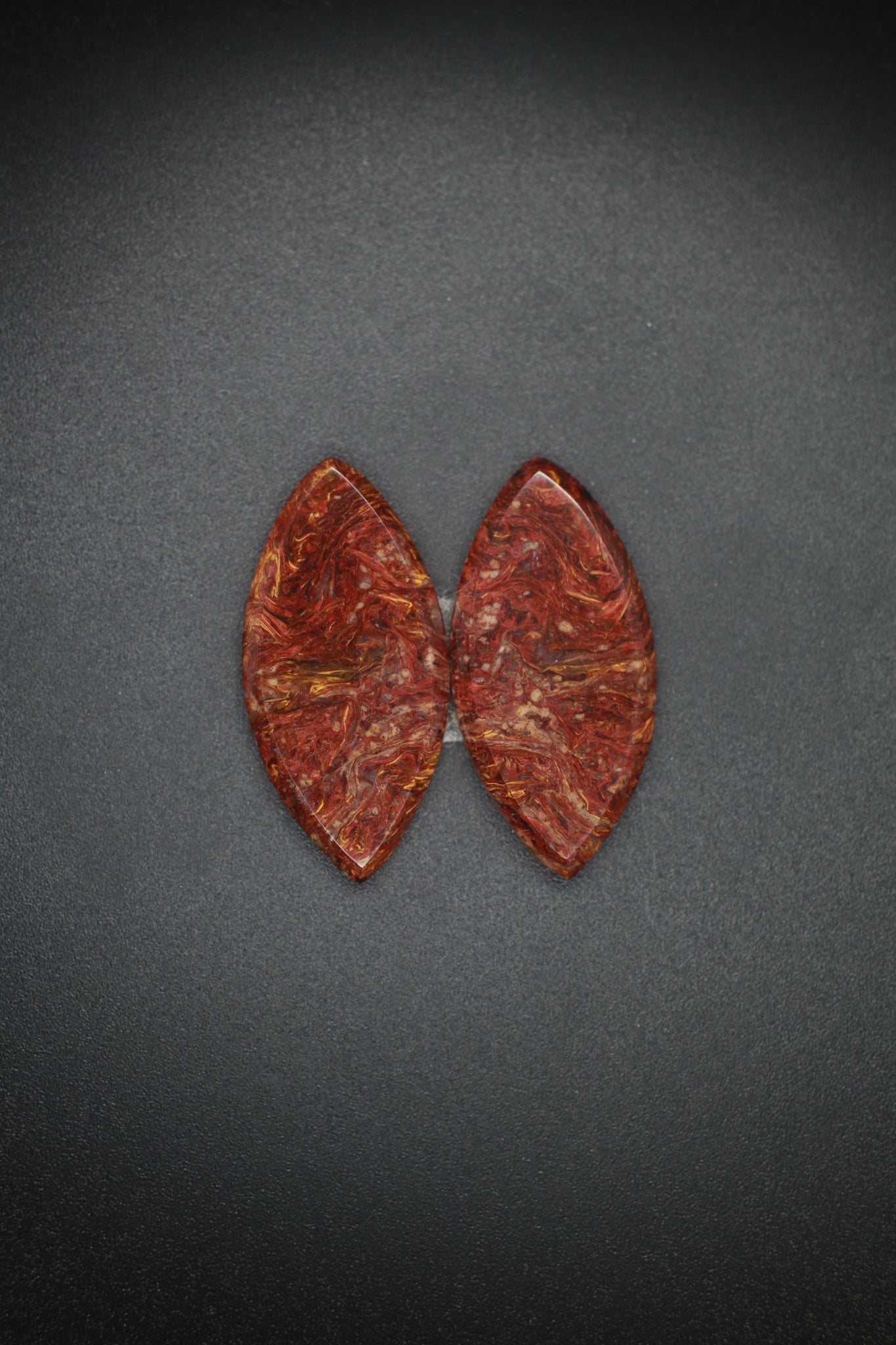 Red Pietersite Matched Diamond Pair