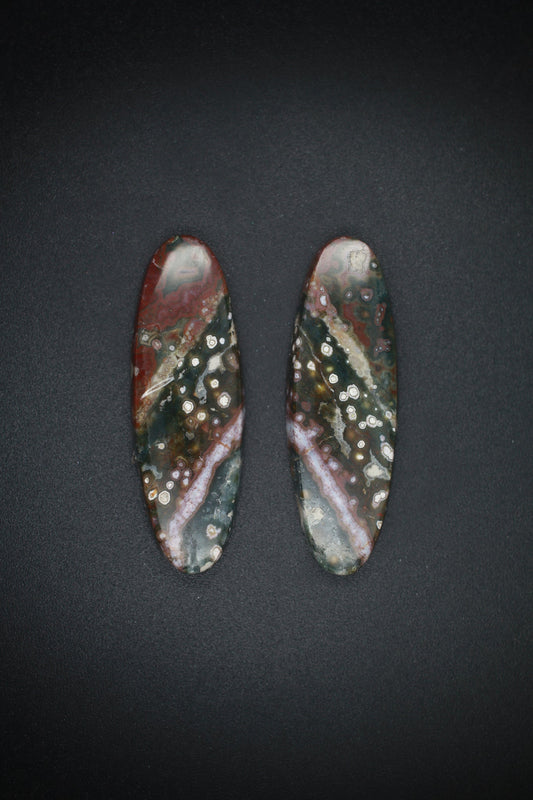 Madagascar Ocean Jasper Pair Long Oblongs