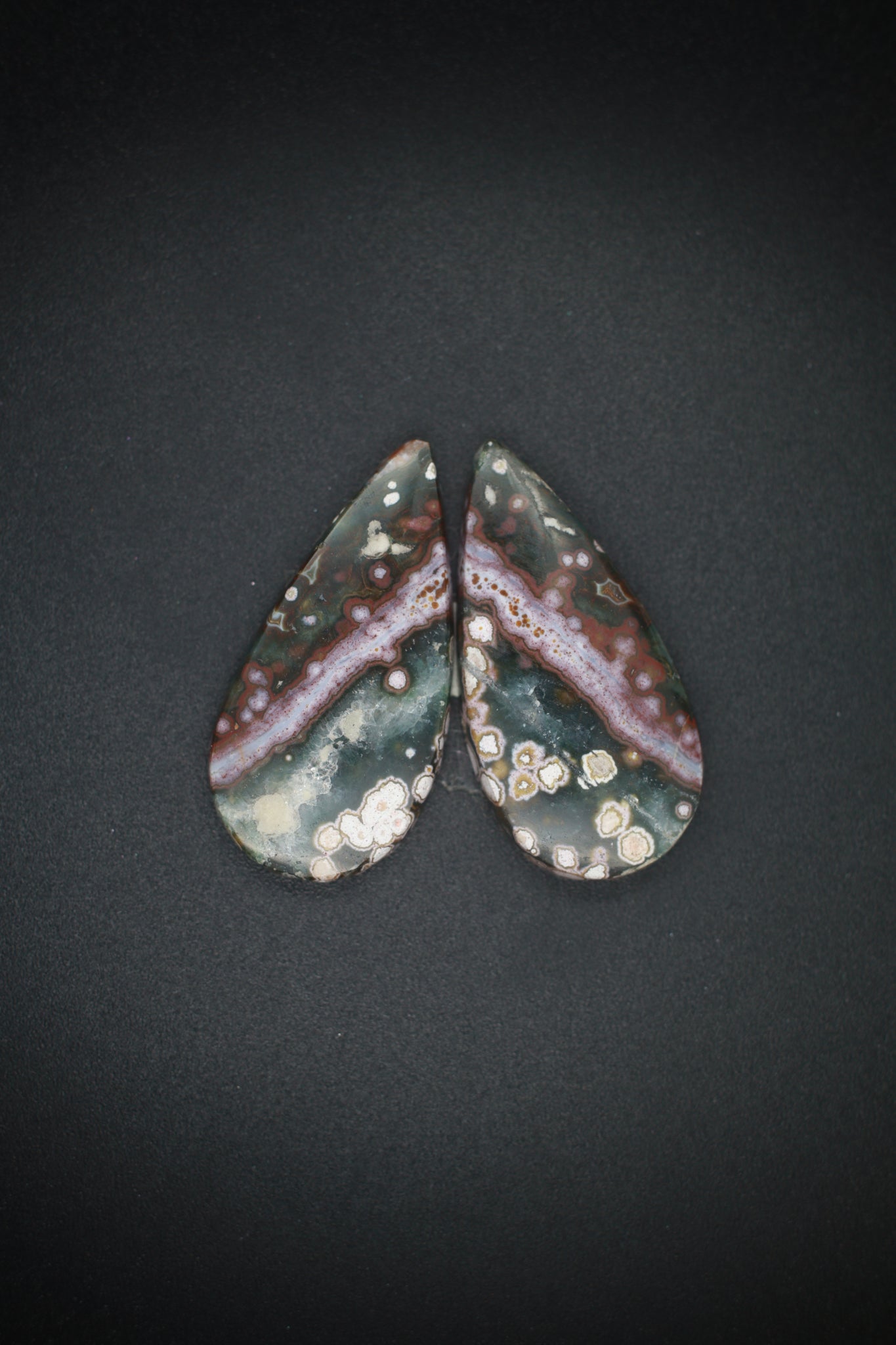 Madagascar Ocean Jasper Pair Long Tear Drop