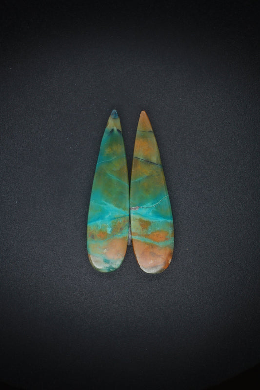 Blue Opal Wood Long Tear Pair