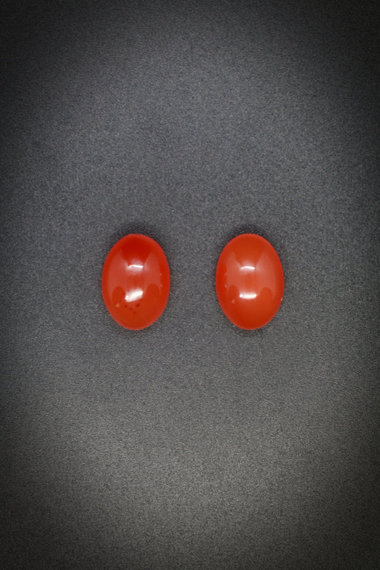 Orange Chalcedony Oval Pair