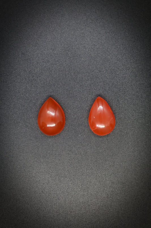 Orange Chalcedony Tear Pair