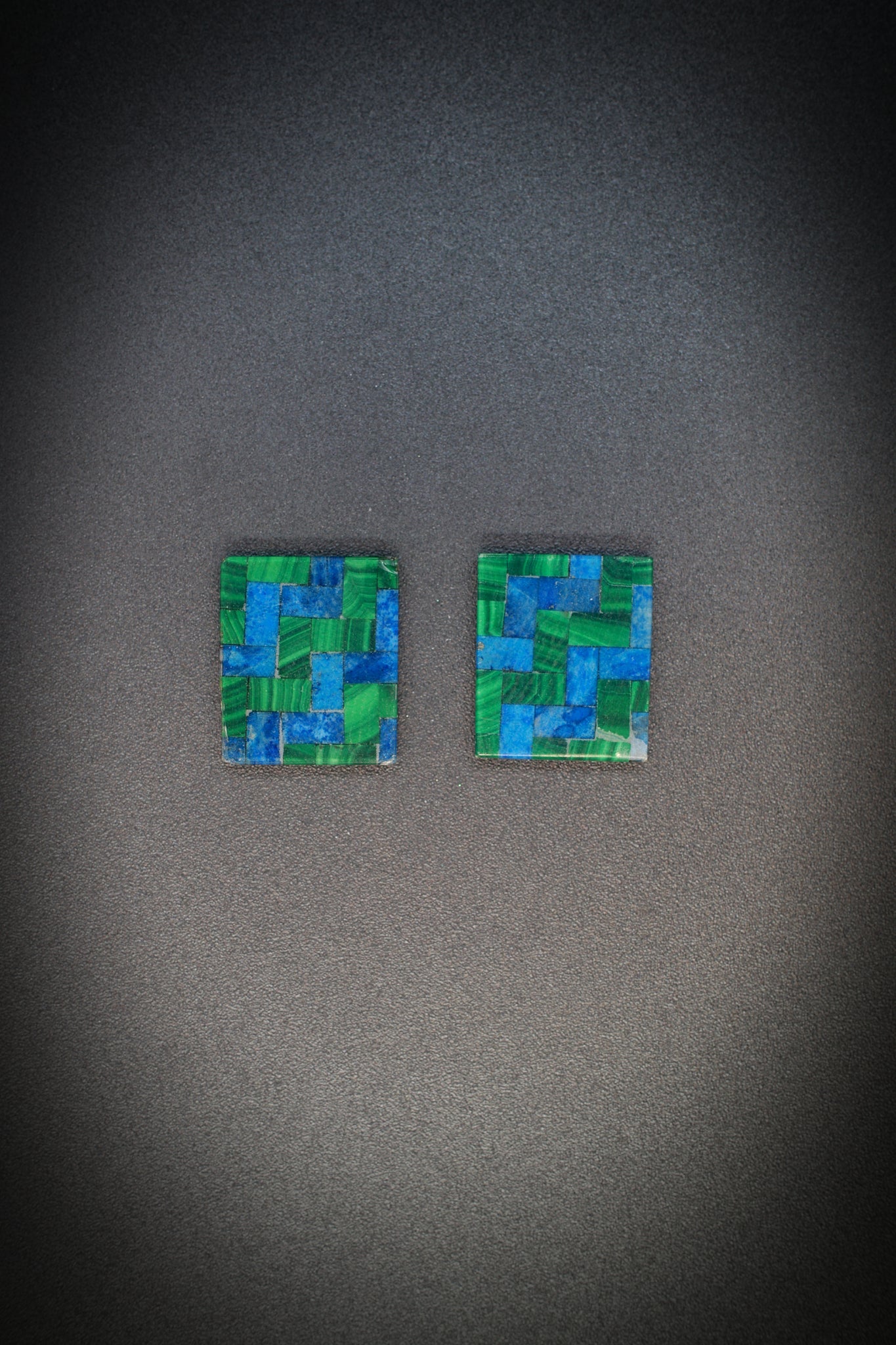 Azurite Malachite Intarsia Pair